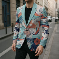 Personalized Hawaii Back To School Blazer Retro Rainbow Sun with Tropical Hibiscus Flowers TS04 - Polynesian Pride