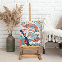 Personalized Hawaii Back To School Canvas Wall Art Retro Rainbow Sun with Tropical Hibiscus Flowers TS04 - Polynesian Pride