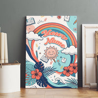 Personalized Hawaii Back To School Canvas Wall Art Retro Rainbow Sun with Tropical Hibiscus Flowers TS04 - Polynesian Pride