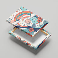 Personalized Hawaii Back To School Canvas Wall Art Retro Rainbow Sun with Tropical Hibiscus Flowers TS04 - Polynesian Pride