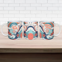 Personalized Hawaii Back To School Ceramic Mug Retro Rainbow Sun with Tropical Hibiscus Flowers TS04 - Polynesian Pride