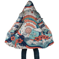 Personalized Hawaii Back To School Cloak Retro Rainbow Sun with Tropical Hibiscus Flowers TS04 Unisex White Blue - Polynesian Pride