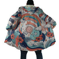 Personalized Hawaii Back To School Cloak Retro Rainbow Sun with Tropical Hibiscus Flowers TS04 - Polynesian Pride