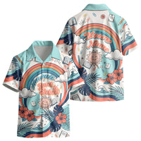 Personalized Hawaii Back To School Kid Hawaiian Shirt Retro Rainbow Sun with Tropical Hibiscus Flowers TS04 - Polynesian Pride