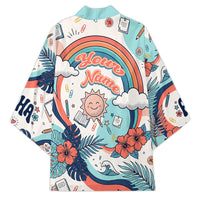 Personalized Hawaii Back To School Kimono Retro Rainbow Sun with Tropical Hibiscus Flowers TS04 - Polynesian Pride