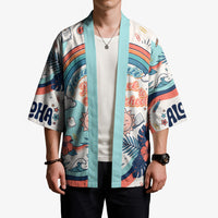 Personalized Hawaii Back To School Kimono Retro Rainbow Sun with Tropical Hibiscus Flowers TS04 - Polynesian Pride