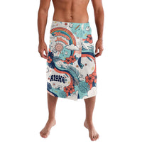 Personalized Hawaii Back To School Lavalava Retro Rainbow Sun with Tropical Hibiscus Flowers TS04 White Blue - Polynesian Pride