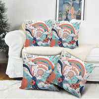 Personalized Hawaii Back To School Pillow Cover Retro Rainbow Sun with Tropical Hibiscus Flowers TS04 - Polynesian Pride
