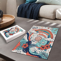 Personalized Hawaii Back To School Puzzle Retro Rainbow Sun with Tropical Hibiscus Flowers TS04 - Polynesian Pride
