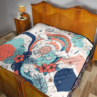 Personalized Hawaii Back To School Quilt Retro Rainbow Sun with Tropical Hibiscus Flowers TS04 - Polynesian Pride