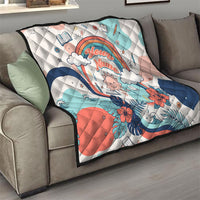 Personalized Hawaii Back To School Quilt Retro Rainbow Sun with Tropical Hibiscus Flowers TS04 - Polynesian Pride