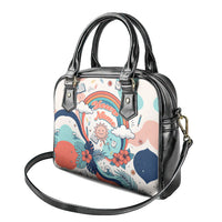 Personalized Hawaii Back To School Shoulder Handbag Retro Rainbow Sun with Tropical Hibiscus Flowers TS04 - Polynesian Pride