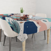 Personalized Hawaii Back To School Tablecloth Retro Rainbow Sun with Tropical Hibiscus Flowers TS04 - Polynesian Pride
