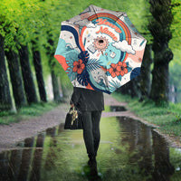 Personalized Hawaii Back To School Umbrella Retro Rainbow Sun with Tropical Hibiscus Flowers TS04 - Polynesian Pride
