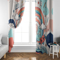Personalized Hawaii Back To School Window Curtain Retro Rainbow Sun with Tropical Hibiscus Flowers TS04 - Polynesian Pride