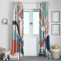 Personalized Hawaii Back To School Window Curtain Retro Rainbow Sun with Tropical Hibiscus Flowers TS04 - Polynesian Pride