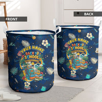Personalized Hawaii Back To School Aloha Learning Laundry Basket Retro Rainbow open Notebook with Pineapple and Hibiscus Flowers TS04 - Polynesian Pride
