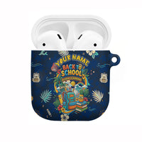 Personalized Hawaii Back To School Aloha Learning AirPods Case Retro Rainbow open Notebook with Pineapple and Hibiscus Flowers TS04 Blue - Polynesian Pride