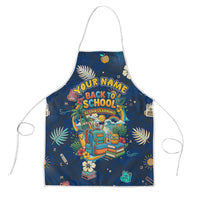 Personalized Hawaii Back To School Aloha Learning Apron Retro Rainbow open Notebook with Pineapple and Hibiscus Flowers TS04 Blue - Polynesian Pride