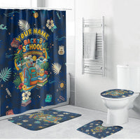 Personalized Hawaii Back To School Aloha Learning Bathroom Set Retro Rainbow open Notebook with Pineapple and Hibiscus Flowers TS04 Bathroom Set (4 pcs) Blue - Polynesian Pride