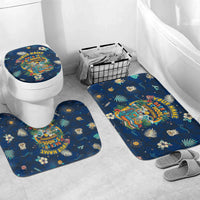 Personalized Hawaii Back To School Aloha Learning Bathroom Set Retro Rainbow open Notebook with Pineapple and Hibiscus Flowers TS04 Mat Set Only (3 pcs) One Size Blue - Polynesian Pride