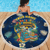 Personalized Hawaii Back To School Aloha Learning Beach Blanket Retro Rainbow open Notebook with Pineapple and Hibiscus Flowers TS04 - Polynesian Pride