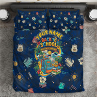 Personalized Hawaii Back To School Aloha Learning Bedding Set Retro Rainbow open Notebook with Pineapple and Hibiscus Flowers TS04 Blue - Polynesian Pride