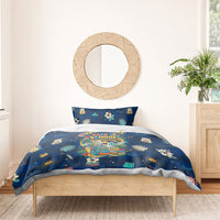 Personalized Hawaii Back To School Aloha Learning Bedding Set Retro Rainbow open Notebook with Pineapple and Hibiscus Flowers TS04 - Polynesian Pride