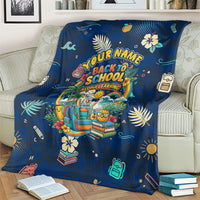 Personalized Hawaii Back To School Aloha Learning Blanket Retro Rainbow open Notebook with Pineapple and Hibiscus Flowers TS04 - Polynesian Pride