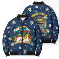 Personalized Hawaii Back To School Aloha Learning Bomber Puffer Jacket Retro Rainbow open Notebook with Pineapple and Hibiscus Flowers TS04 - Polynesian Pride