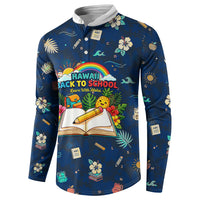 Personalized Hawaii Back To School Aloha Learning Button Sweatshirt Retro Rainbow open Notebook with Pineapple and Hibiscus Flowers TS04 - Polynesian Pride