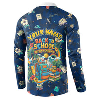 Personalized Hawaii Back To School Aloha Learning Button Sweatshirt Retro Rainbow open Notebook with Pineapple and Hibiscus Flowers TS04 - Polynesian Pride