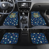 Personalized Hawaii Back To School Aloha Learning Car Mats Retro Rainbow open Notebook with Pineapple and Hibiscus Flowers TS04 Set 4pcs Blue - Polynesian Pride