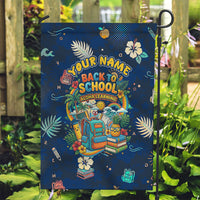 Personalized Hawaii Back To School Aloha Learning Garden Flag Retro Rainbow open Notebook with Pineapple and Hibiscus Flowers TS04 Garden Flag Blue - Polynesian Pride