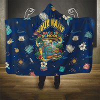 Personalized Hawaii Back To School Aloha Learning Hooded Blanket Retro Rainbow open Notebook with Pineapple and Hibiscus Flowers TS04 - Polynesian Pride