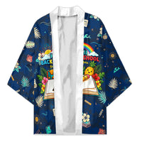 Personalized Hawaii Back To School Aloha Learning Kimono Retro Rainbow open Notebook with Pineapple and Hibiscus Flowers TS04 Unisex Blue - Polynesian Pride