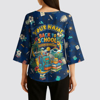 Personalized Hawaii Back To School Aloha Learning Kimono Sleeve Blouse Retro Rainbow open Notebook with Pineapple and Hibiscus Flowers TS04 - Polynesian Pride