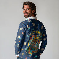 Personalized Hawaii Back To School Aloha Learning Long Sleeve Polo Shirt Retro Rainbow open Notebook with Pineapple and Hibiscus Flowers TS04 - Polynesian Pride