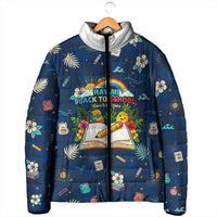 Personalized Hawaii Back To School Aloha Learning Padded Jacket Retro Rainbow open Notebook with Pineapple and Hibiscus Flowers TS04 - Polynesian Pride