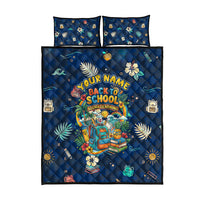 Personalized Hawaii Back To School Aloha Learning Quilt Bed Set Retro Rainbow open Notebook with Pineapple and Hibiscus Flowers TS04 - Polynesian Pride