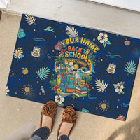 Personalized Hawaii Back To School Aloha Learning Rubber Doormat Retro Rainbow open Notebook with Pineapple and Hibiscus Flowers TS04 - Polynesian Pride