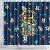 Personalized Hawaii Back To School Aloha Learning Shower Curtain Retro Rainbow open Notebook with Pineapple and Hibiscus Flowers TS04 - Polynesian Pride