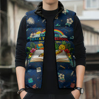 Personalized Hawaii Back To School Aloha Learning Sleeveless Puffer Jacket Retro Rainbow open Notebook with Pineapple and Hibiscus Flowers TS04 - Polynesian Pride