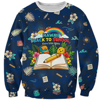 Personalized Hawaii Back To School Aloha Learning Sweatshirt Retro Rainbow open Notebook with Pineapple and Hibiscus Flowers TS04 Unisex Blue - Polynesian Pride