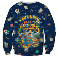 Personalized Hawaii Back To School Aloha Learning Sweatshirt Retro Rainbow open Notebook with Pineapple and Hibiscus Flowers TS04 - Polynesian Pride