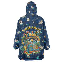 Personalized Hawaii Back To School Aloha Learning Wearable Blanket Hoodie Retro Rainbow open Notebook with Pineapple and Hibiscus Flowers TS04 - Polynesian Pride
