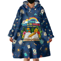 Personalized Hawaii Back To School Aloha Learning Wearable Blanket Hoodie Retro Rainbow open Notebook with Pineapple and Hibiscus Flowers TS04 - Polynesian Pride