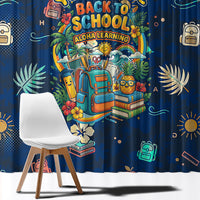 Personalized Hawaii Back To School Aloha Learning Window Curtain Retro Rainbow open Notebook with Pineapple and Hibiscus Flowers TS04 - Polynesian Pride
