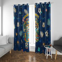 Personalized Hawaii Back To School Aloha Learning Window Curtain Retro Rainbow open Notebook with Pineapple and Hibiscus Flowers TS04 With Grommets Blue - Polynesian Pride