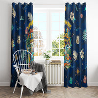 Personalized Hawaii Back To School Aloha Learning Window Curtain Retro Rainbow open Notebook with Pineapple and Hibiscus Flowers TS04 - Polynesian Pride